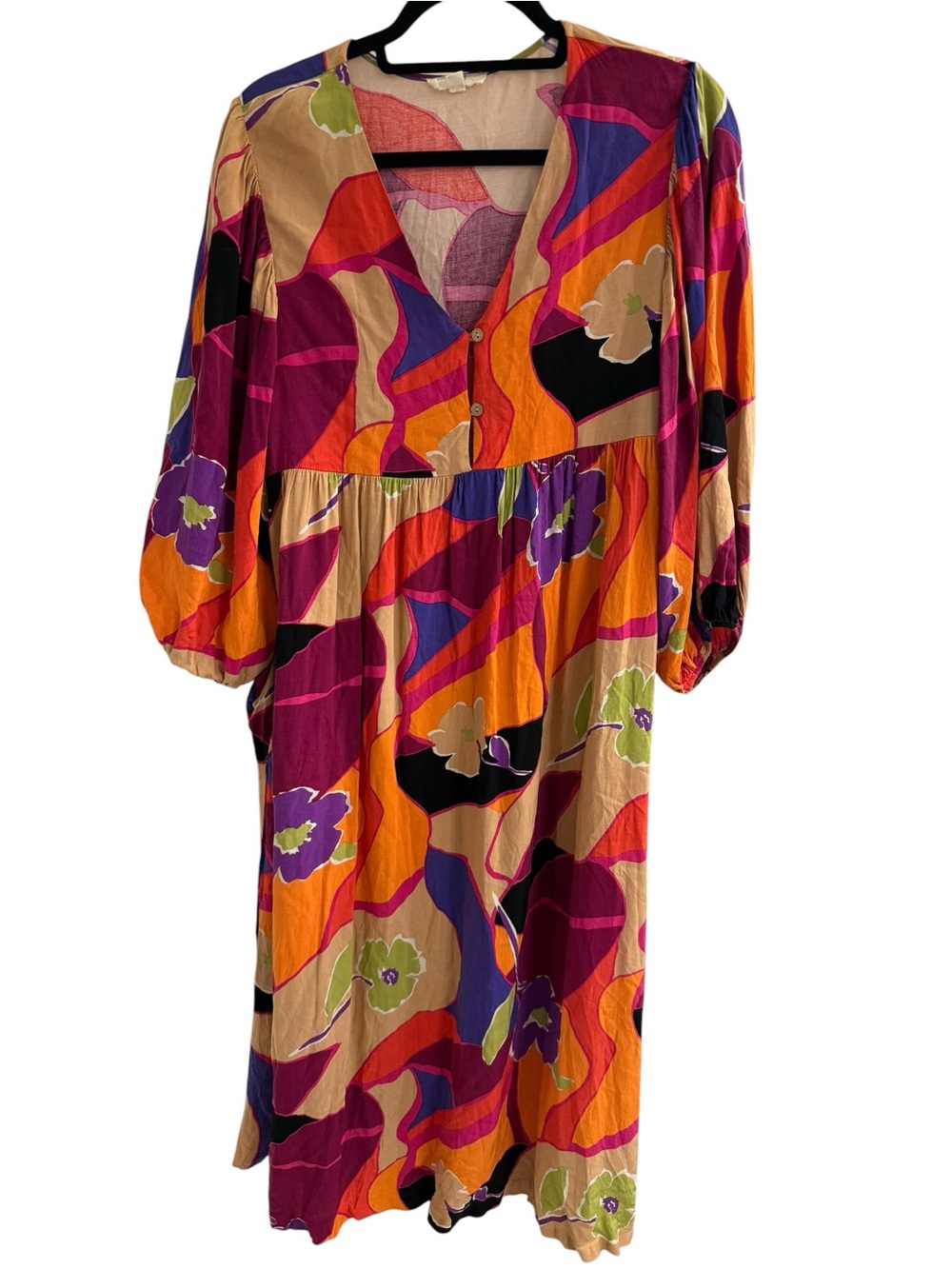 Easel (Anthropologie) Colorful Floral Midi Dress – Size Large